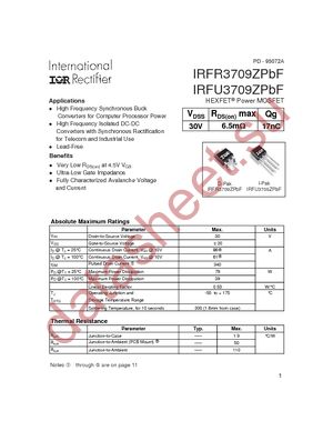 IRFR3709ZTRPBF datasheet  